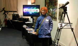 Kathy stands ready for the crowds at the Solar Observing stand