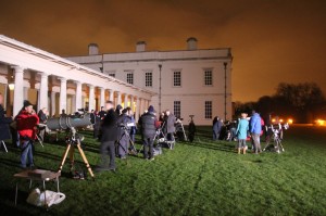 Telescopes set up on the lawn