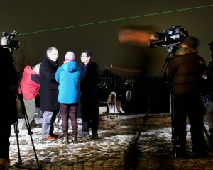 The Sky at Night team discussing the evening filming