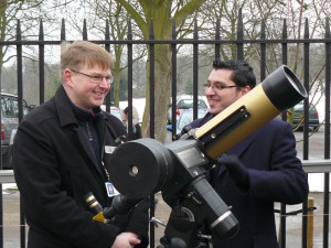 Mike and Paul Abel share a joke during filming