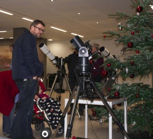 Telescopes were set up indoors