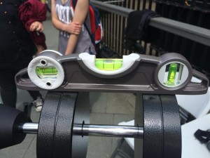 Spirit Level on the counterweights show when the Sun was at its highest point in the sky