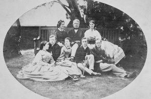 The Airy Family relax together after a game of croquet, about 1868.